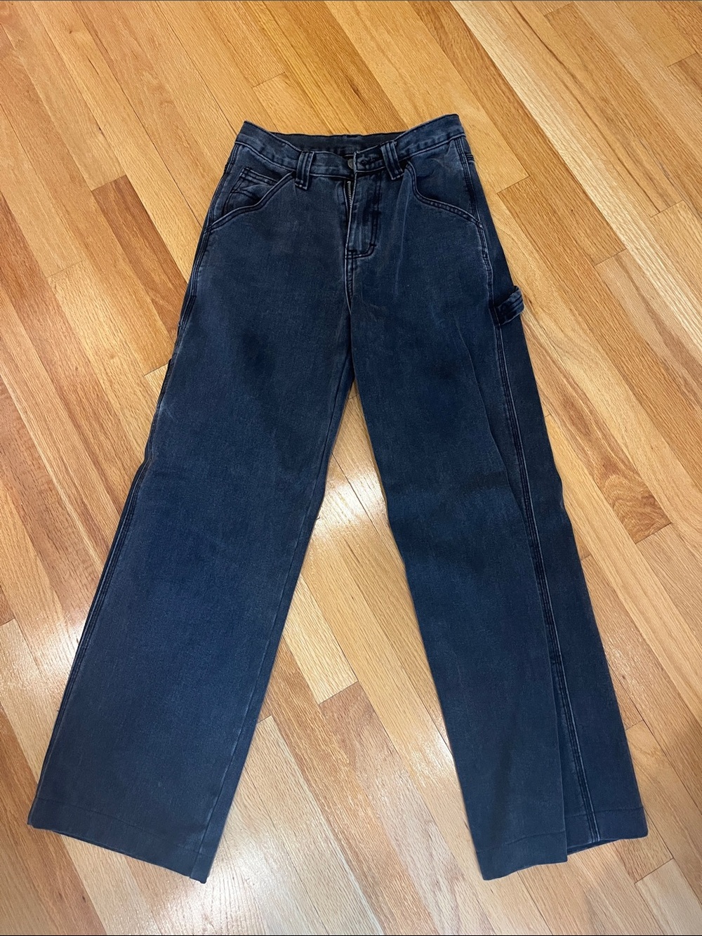 Brandy Melville Black Relaxed Wide-Leg Jeans